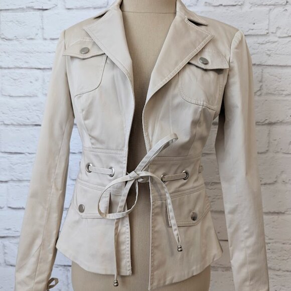 Classy Tan Spring Blazer Jacket by CACHE - Size 2 - Picture 1 of 13